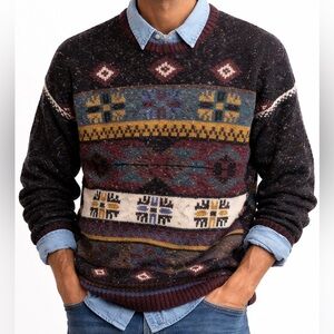 Vintage Grandpa Wool Sweater Aztec Southwestern XL Made In USA Agenda